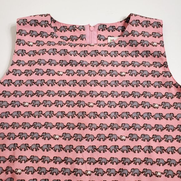 JIM THOMPSON Girls Elephant Dress XL Sleeveless Pink Bows Pockets Cotton - Picture 4 of 13